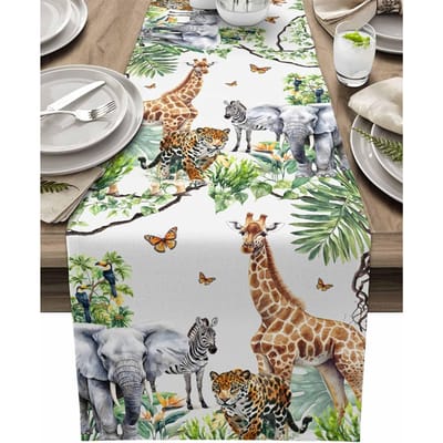 Zomer Tropisch Wild Dier Linnen Tafelkleed Feestdecoratie Herbruikbaar Keuken Eettafelkleed Bruiloft Decoraties 150x33cm