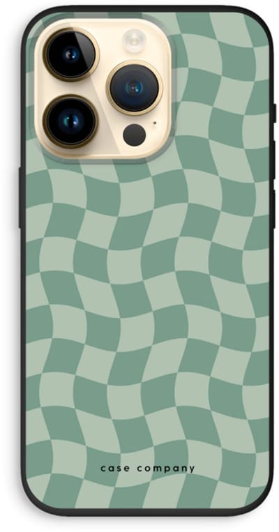 Case Company® - Hoesje geschikt voor iPhone 14 Pro hoesje - Grid Groen - Biologisch Afbreekbaar Telefoonhoesje - Bescherming alle Kanten en Schermrand