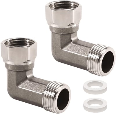 Dailygoods- Schroefverbinding 90 Graden - Beweegbare 1/2 Inch - Roestvrij Staal - Corrosiebestendig - 2 Stuks - Eenvoudig te Installeren - Pijpbocht
