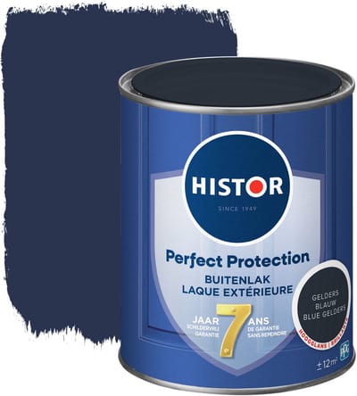 Histor Perfect Protection Buitenlak - Houtlak - Houtverf voor Buiten - Hoogglans Verf voor Hout - Buitenverf - Gelders Blauw - 0.75 L