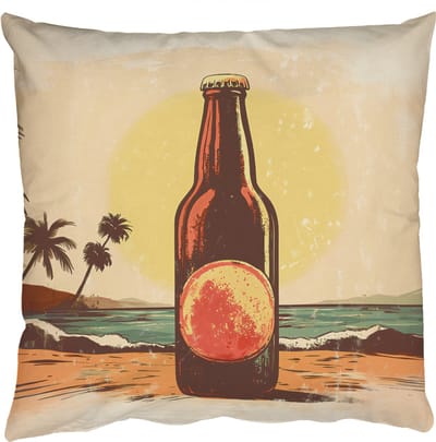 Sierkussens - Kussentjes Woonkamer - 50x50 cm - Bierfles - Zonsondergang - Palmbomen - Zee