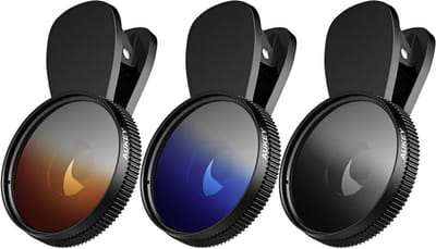 Aukey Lens Clip PF-S1 3 Kleurenfilters Mobiele Telefoon Universeel - Grijs Blauw Oranje