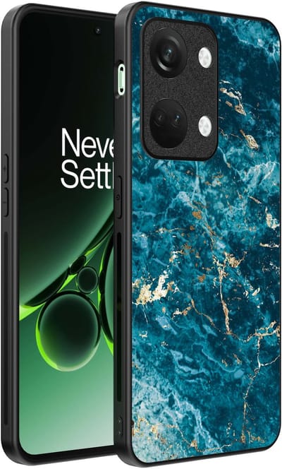 Smartphonica Telefoonhoesje Geschikt voor OnePlus Nord 3 met marmer opdruk - TPU backcover case blue marble design - Blauw geschikt voor OnePlus Nord 3