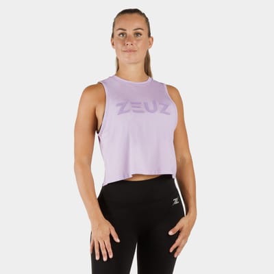 ZEUZ Dames Crop Top Sport – Fitness Tanktop - Lila - XS