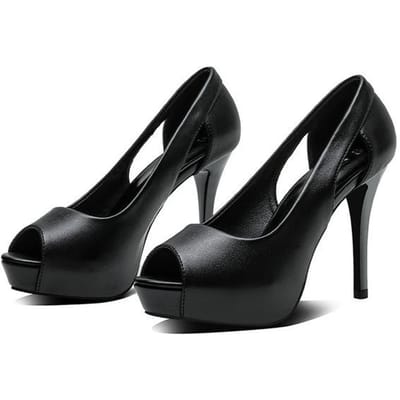 Dames 10cm 12cm Hoge Hakken 3cm Platform Fetish Peep Toe Pumps Dames Stiletto Hakken Sandalen Nachtclub Pleaser Uitgesneden Schoenen 33 black