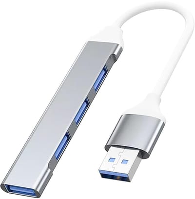 Allecto - USB Hub 4-poorts - USB-splitter - Ultraslank en lichtgewicht - Zilver - Datahub - Ideaal voor laptops en desktops - Geschikt voor toetsen...