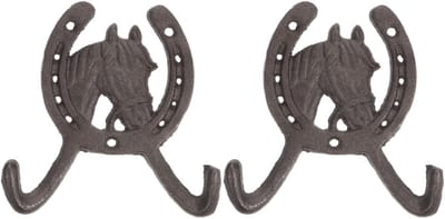 Set van 2 gietijzeren wandhaken in vintage stijl - Zwarte decoratieve haken in kattenvorm voor kledingkast, robuuste constructie en lange levensduur
