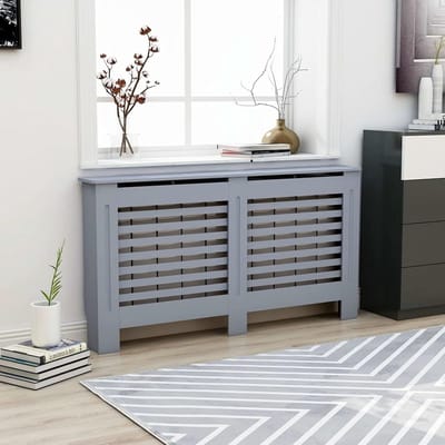 Radiatorombouw - Verwarmingkast - Woonkamer Decoratie - Horizontale Lamellen - 152 x 19 x 81.5 cm - Antraciet