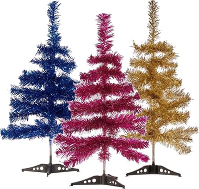 Arte R - 3x kleine glitter folie kerstbomen set 60cm - Diverse kleuren
