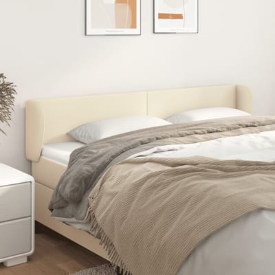 vidaXL - Hoofdbord - met - randen - 203x23x78/88 - cm - kunstleer - crèmekleurig