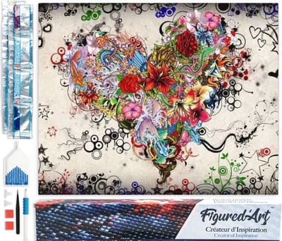 Figured'Art Diamond Painting set Volwassenen 40x50 cm Hart Graffiti - 5D DIY Art full drill vierkante diamant - Opgerold canvas
