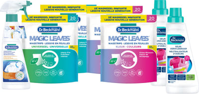 Dr. Beckmann - Magic Leaves Wasstrips – Geurverwijderaar – Vlekkenspray Deo en Zweet - Voordeelset – 7 stuks - 80 Wasbeurten