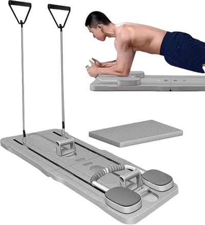 Fitness Buikbord - Plank Trainer - Kernkracht Trainen - Auto-rebound Technologie - 105x40cm - Grijs