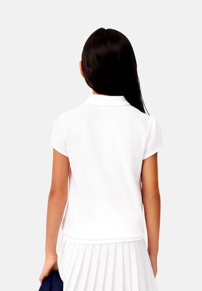 Polo Lacoste Girls Petite Blanc-Maat 104