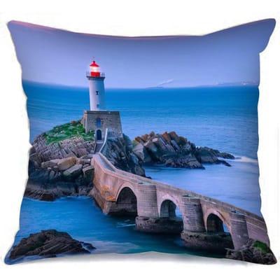 Décoration d'intérieur Scènes de phare: Coussins Décoratifs Rêveurs Côtiers Housse de Coussin à Motif Convient pour Canapé Chambre Voiture Housse de Coussin 40x40cm