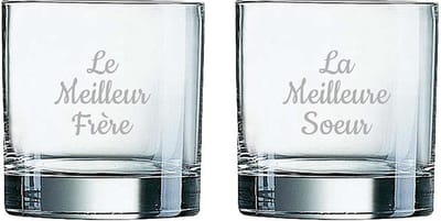 Whiskeyglas gegraveerd - 38cl - Le Meilleur Frère & La Meilleure Soeur