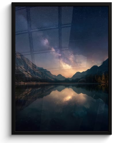 Poster in lijst - Fotolijst 60x80 cm - Posters - Kristalhelder meer - Bergen - Bergen - Posterlijst zwart - Decoratie - Wanddecoratie woonkamer - Muurdecoratie slaapkamer