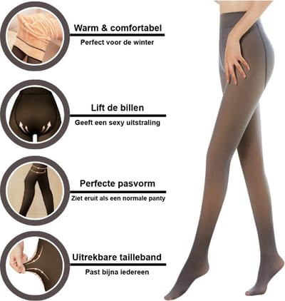 Sorprese Fleece Panty - Thermo Panty S/M - beige Doorschijnend - Fleece Panty - Warme Panty - Fleece Legging
