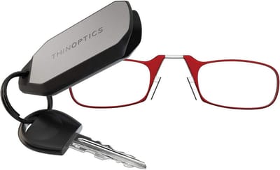 Compacte vouwbare leesbril met sleutelhangerhouder - Unisex heren dames - Lichtgewicht rechthoekige leesbril met Flex-Fit technologie