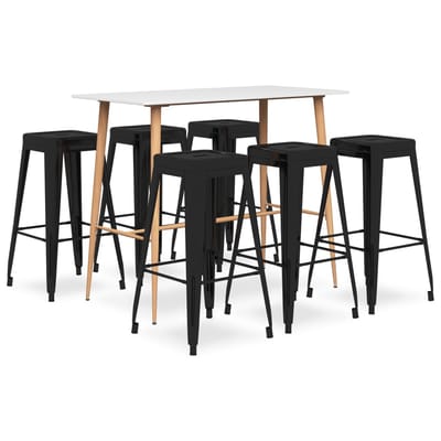 vidaXL - 7-delige - Barset - wit - en - zwart