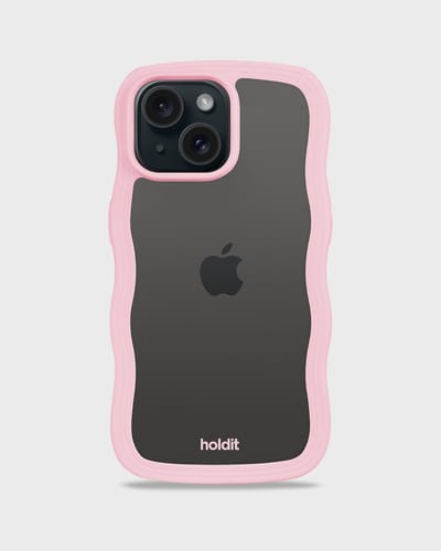 Holdit Wavy Case geschikt voor Apple iPhone 17e / 16e / 15 / 14 / 13 - Transparent / Pink