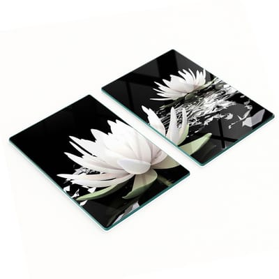 Set van twee decoratieve glazen keukenplanken met waterlelies, 2x40x52 cm