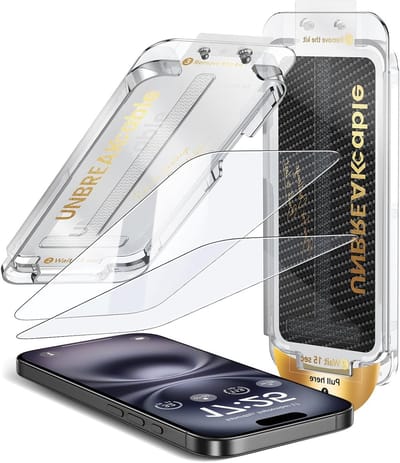 Screen Protector voor iPhone 15 Plus/16 Plus, Eenvoudige Installatie, Stofverwijdering, 9H+ Gehard Glas, Bubblesvrij, Case-vriendelijk, HD Helder, 2-Pack, Schermbescherming, Krasbestendig, Duurzaam