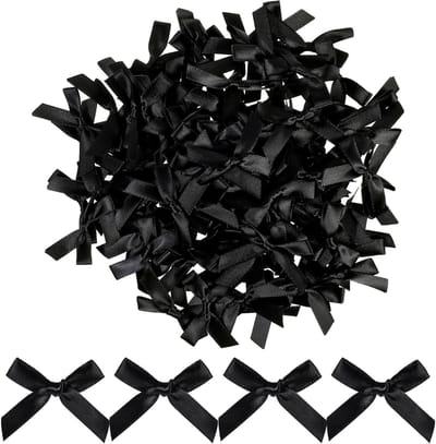 Kleine Zwarte Strikjes, Mini DIY Satijnen Strik voor Cadeauverpakking, Versiering voor Taartjes en Snoepgoed, Perfect voor Feestjes