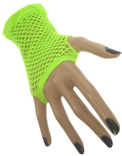 3x Paar Nethandschoen kort vingerloos fluor Groen - Carnaval Feest Verkleden Party Fluor Kleur