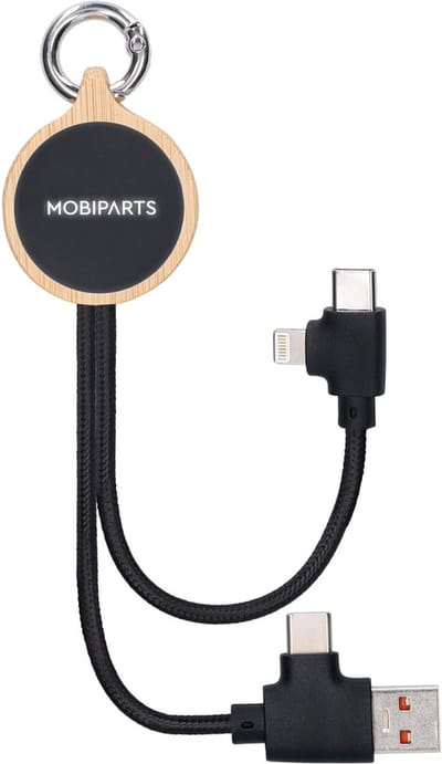 Mobiparts USB-A / USB-C naar Apple Lightning / USB-C Kabel 0.2 Meter - Zwart