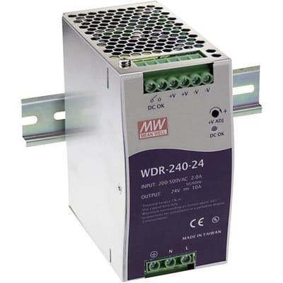 MEAN WELL WDR-240-24 DIN-rail netvoeding 24 V/DC 10 A 240 W Aantal uitgangen:1 x Inhoud 1 stuk(s)