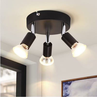 NETTLIFE Opbouwspot - rond - 3-Lichts - GU10 Fitting - zwart - Moderne Plafondlamp - Plafondspot - voor Hal | Slaafkamer | Kantoor | Woonkamer - Zonder Lichtborn