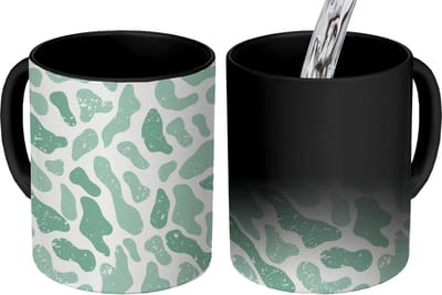 Magische Mok - Foto op Warmte Mokken - Koffiemok - Abstract - Verf - Patroon - Grijs - Dierenprint - Magic Mok - Beker - 350 ML - Theemok