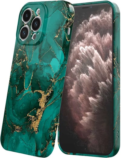 Smartphonica Telefoonhoesje Geschikt voor iPhone 11 Pro Max met Groen Marmer Opdruk - Flexibel Softcase TPU - Backcover Case Green Gold Marble Design geschikt voor iPhone 11 Pro Max