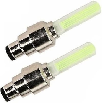 2x Fietslicht  ventiel kleur geel deluxe - wiel LED incl batterijen - ventielverlichting / ventiellampjes
