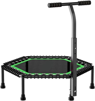 Fitness Trampoline - Rebounder Jump Trainer - Cardio Training - Stil Stuiter Systeem - 50 inch - Zwart Groen