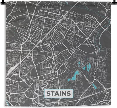 Wandkleed - Wanddoek - Stains - Plattegrond - Kaart - Stadskaart - Frankrijk - 180x180 cm - Wandtapijt