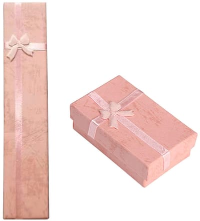 Dailygoods- Sieradenbox - Rechthoekige/Halskettingdoos - Vierkante/Halskettingdoos - Papier/Karton - Roze - 4 x 20 x 2,5 cm / 5 x 8 x 2,5 cm - Sieradenverpakking