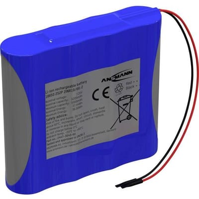 Ansmann 2S2P Akkupack 4x 18650 Kabel Li-Ion 7.2V 5200mAh Accupack Aantal cellen: 4 Li-ion 7.2 V 5200 mAh