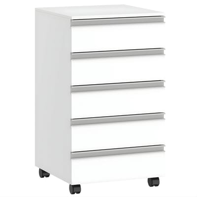 Mobiele Archiefkast – Voor Thuis & Kantoor – 5-Lades Kast met Slot en Wieltjes, Onder Bureau Opbergruimte – Geschikt voor A4, Legal en Letter – Wit