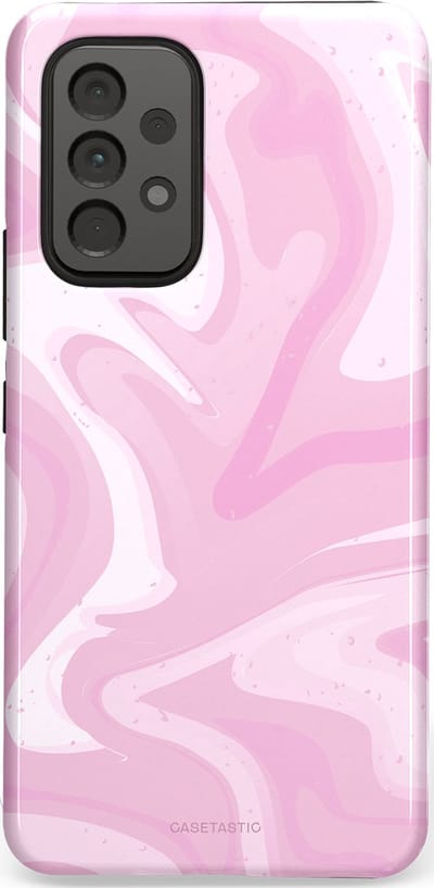 Casetastic hoesje geschikt voor Samsung Galaxy A53 (2022) 5G - Dubbellaagse bescherming - Zoet Roze Marmer - Fashion Case - Lichtroze Wit