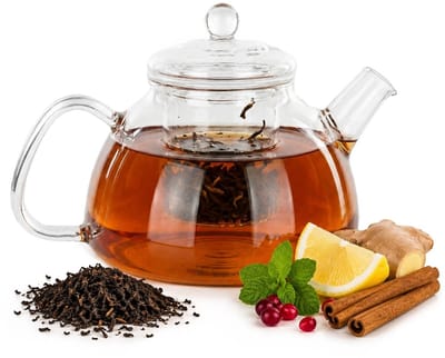 KADAX Teekanne aus Glas 1.3L, hitzebeständig, Glaskanne mit Siebeinsatz für losen Tee, Glasteekanne mit Deckel und Sieb, Teebereiter, Kanne mit Teesieb