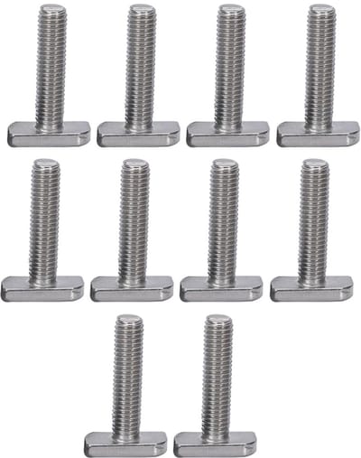 SnelShoppen - 10 Stuks T-Slot T-Bouten met Hexagonale Flensmoeren voor Fietsendrager, RVS, Duurzaam en Corrosiebestendig, Ideaal voor Aluminium Profie