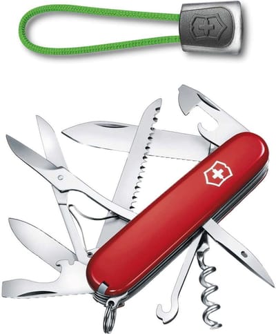 Victorinox Huntsman Zwitsers Zakmes+lanyard - 15 Functies - Rood/groen