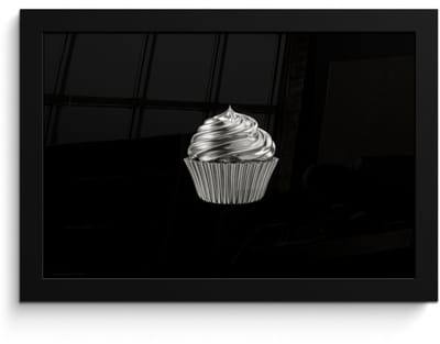 Poster in lijst - Fotolijst 30x20 cm - Posters - Cupcake - Luxueus - Zilver - Posterlijst zwart - Decoratie - Wanddecoratie woonkamer - Muurdecoratie slaapkamer