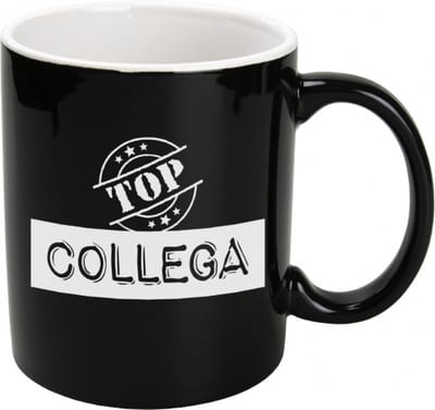 Mok - Koffie - Thee - Snoep - Zwart Wit - Top Collega! - In cadeauverpakking met gekleurd krullint