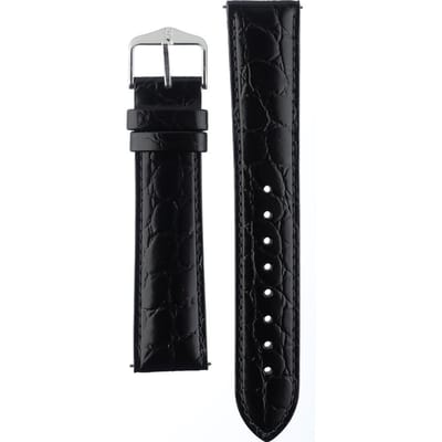 Hirsh Horlogeband -  Crocograin Zwart - Leer - 20mm