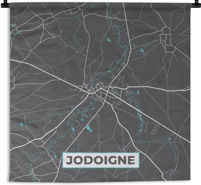Wandkleed - Wanddoek - Stadskaart – Grijs - Kaart – Jodoigne – België – Plattegrond - 180x180 cm - Wandtapijt