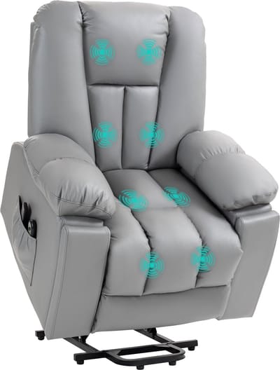 HOMCOM relaxfauteuil - afstandsbediening - zijvakken - grijs