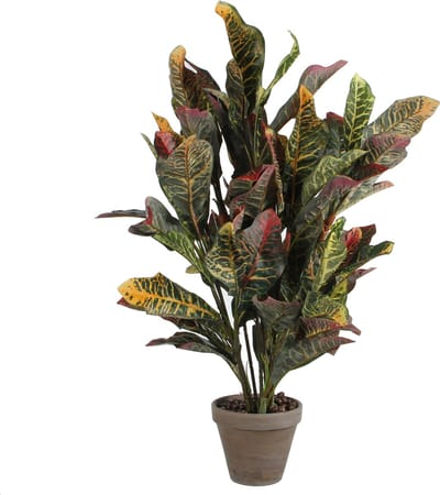 Mica Decorations - Croton Kunstplant in Bloempot Stan - H73 x Ø40 cm - Bont